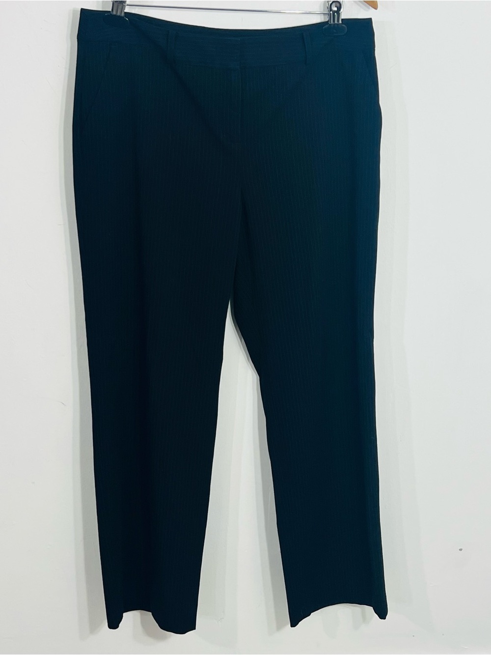 Liz Claiborne Sophie Petite Black Pinstripe Straight Leg Dress Pants 14P Office